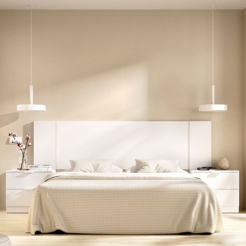 Testiera Letto Bianco Marrone Rovere 2 Comodini Inclusi Piazza e Mezza 34x251 cm, Colore Struttura Marrone - Sierra