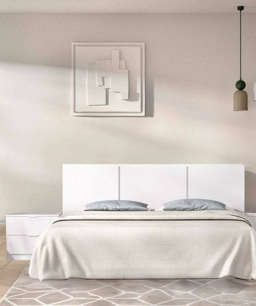 Testiera letto Croda, Spalliera, Testata per camera da letto, Poggiatesta, 157x34 h96 cm, Bianco