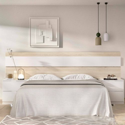 Testiera Letto Marrone Bianco Matrimoniale Colore Struttura Bianco 248x34.2 cm, - Trudy