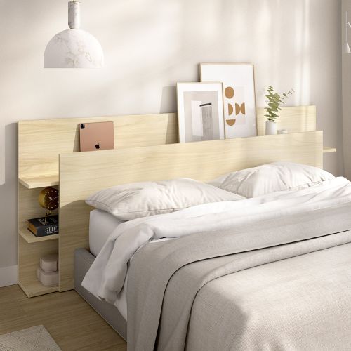 Testiera Letto Marrone Rovere Vani Libreria Piazza e Mezza 19x181 cm - Socorro