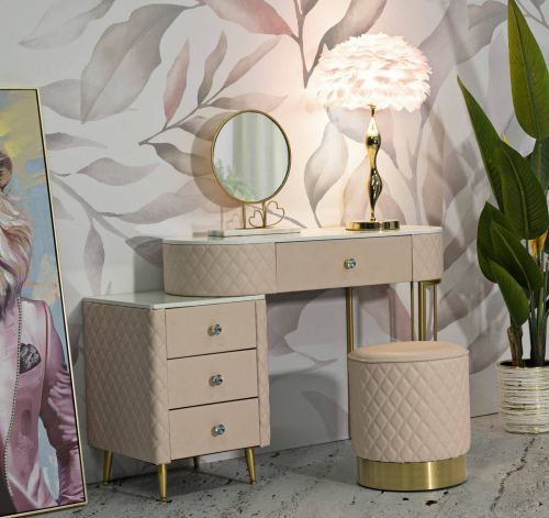 Toeletta classica vintage 120x40x75h cm rosa e oro - Guidobono