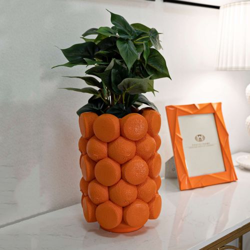 Vaso Arancione Disegni con Arance Diametro 13.5 cm, - Galikale