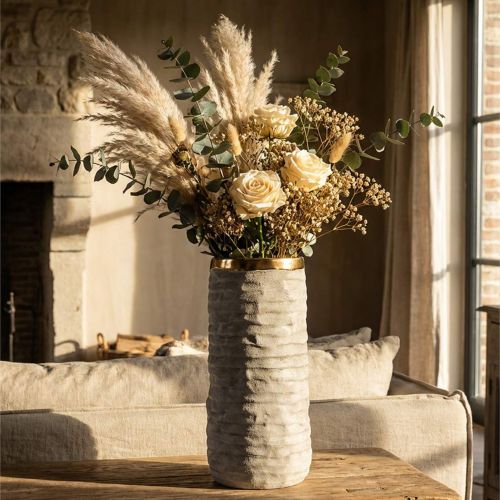Vaso Beige oro Finitura Naturale Colore Struttura oro, Diametro 11 cm - Fasimo