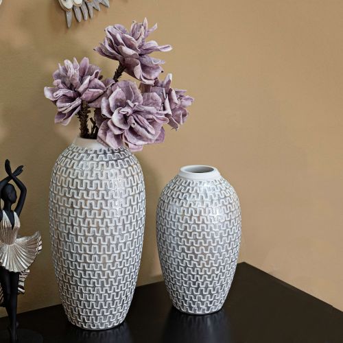 Vaso Bianco Argento Colore Struttura Argento Diametro 7 cm, - Elian