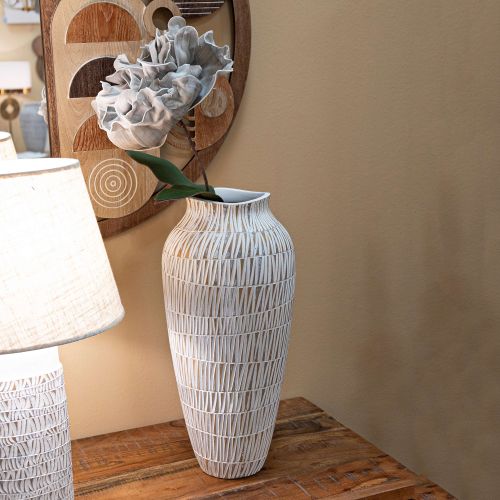 Vaso Bianco Beige Colore Struttura Beige Diametro 12 cm, - Sighn