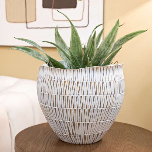 Vaso Bianco Beige Colore Struttura Beige Diametro 26.5 cm, - Celso
