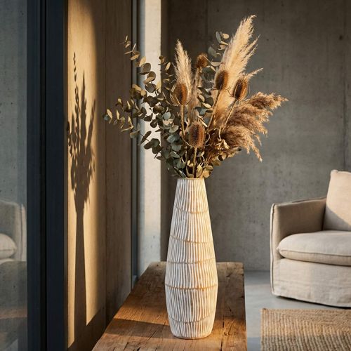 Vaso Bianco Crema Beige Colore Struttura Beige Diametro 6 cm, Sfumatura Colore Struttura Crema - Padsto