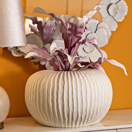 Vaso Bianco Crema Texture Irregolare Diametro 9.5 cm, Sfumatura Colore Struttura Crema - Famimiso