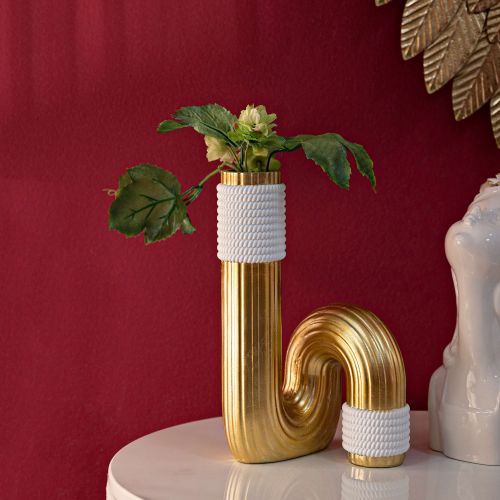 Vaso Bianco oro Colore Struttura oro, - Iria