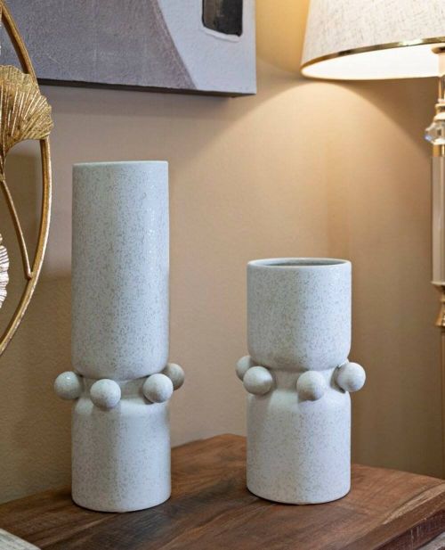 Vaso Borgetto, Complemento d'arredo, Articolo decorativo, Accessorio d'arredo, Crema, 16x16 h28 cm