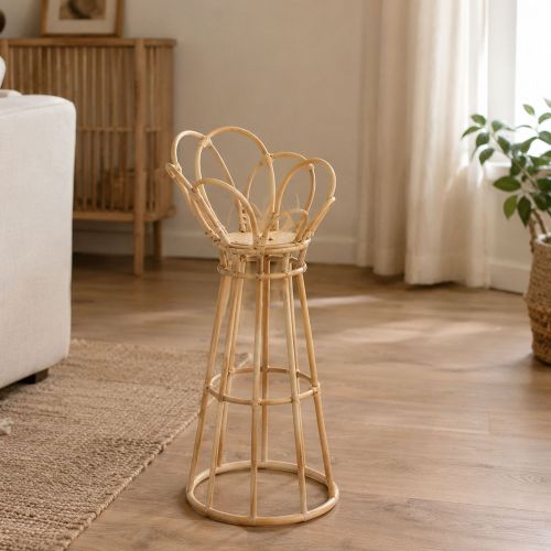Vaso Marrone Rovere Portavaso Finiture in Rattan Materiale Struttura in Plastica, Sfumatura Colore Struttura Rovere - Dalotami