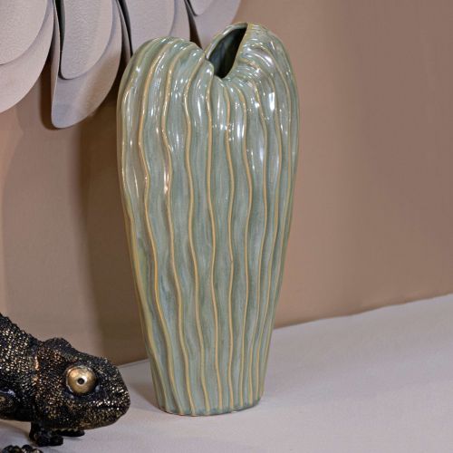 Vaso Verde Beige Finitura Effetto Materico Colore Struttura Beige, - Batesiro