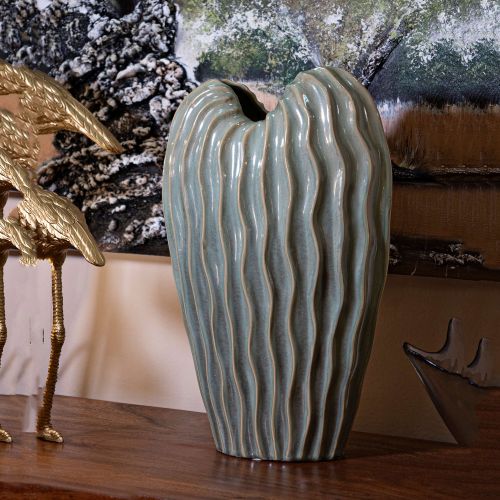 Vaso Verde Beige Finitura Effetto Materico Colore Struttura Beige, - Daronere