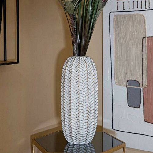 Vaso Whitechapel, Bianco e Oro, 19x19 h46 cm