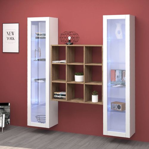 Vetrina Bianco 14 Ripiani 2 Ante 40x30x180h cm, 19 Vani - Marea