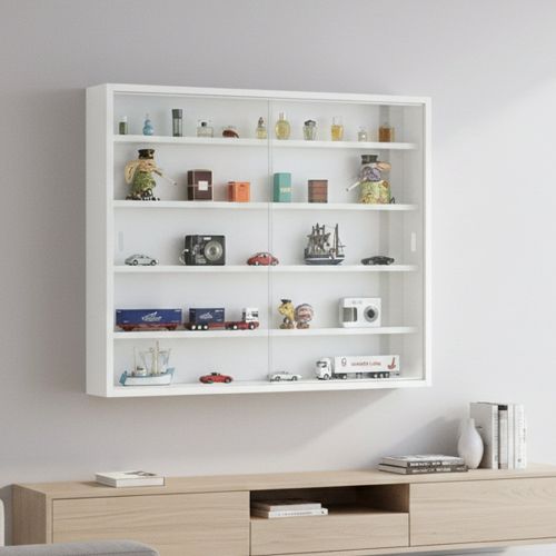 Vetrina Bianco 4 Ripiani 2 Ante 60x80x10h cm, 5 Vani - Oulx
