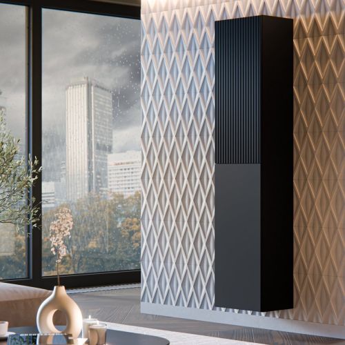 Vetrina Nero Antracite 4 Ripiani Apertura Push Pull 39.9x29.8x180h cm, Un'anta - Longano