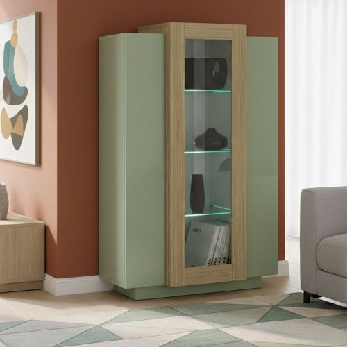 Vetrina Verde 7 Ripiani 10 Vani 80x38x120.5h cm, 3 Ante - Severino