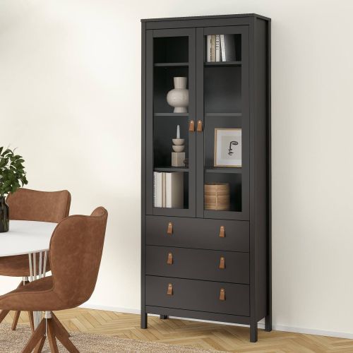 Vetrina vintage sala da pranzo 2 ante 78x32x199h cm nera - Lazio