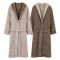 Accappatoio Beige Crema Marrone 100% Cotone Egiziano a fibra lunga pettinato Reversibile Con cappuccio, Taglia L-XL - Sefane Luxury