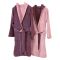 Accappatoio Rosa Viola Prugna 100% Cotone Egiziano a fibra lunga pettinato Reversibile Con cappuccio, Taglia M-L - Seha Luxury