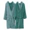 Accappatoio Verde Acqua Verde Scuro 100% Cotone Egiziano a fibra lunga pettinato Reversibile Con cappuccio , Taglia L/XL - Sefane Luxury