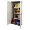 Armadio da Esterno Impermeabile 70x39x165h cm Portascope in Plastica Beige e Marrone con 3 Ripiani Regolabili e Chiusura a Lucchetto – Ipno