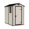 Casetta da Giardino Beige Nero Resistente Agli Agenti Atmosferici Presenza Finestre 130x192x198h cm, Tetto a due Falde - Stillman
