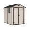 Casetta da Giardino Beige Nero Resistente Agli Agenti Atmosferici Presenza Finestre 186x237x227h cm, Tetto a due Falde - Wadena