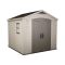 Casetta da Giardino Beige Nero Resistente Agli Agenti Atmosferici Presenza Finestre 257x255x243h cm, Tetto a due Falde - Traverse