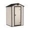 Casetta da Giardino Beige Nero Resistente Agli Agenti Atmosferici Tetto a due Falde 129x103x196h cm, Materiale Tetto in Plastica - Stormlake
