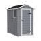 Casetta da Giardino Grigio Bianco Resistente Agli Agenti Atmosferici Presenza Finestre 130x192x198h cm, Tetto a due Falde - Stillman