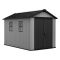 Casetta da Giardino Grigio Nero Lucchettabile, Finitura in Resina Presenza Finestre 230x350x246h cm, Tetto a due Falde - Rockport