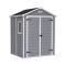 Casetta da Giardino Grigio Nero Resistente Agli Agenti Atmosferici Presenza Finestre 185x152x226h cm, Tetto a due Falde - Sheboygan