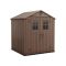 Casetta da Giardino Marrone Nero Resistente Agli Agenti Atmosferici Presenza Finestre 190x183x221h cm, Tetto a due Falde - Savanna