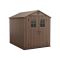 Casetta da Giardino Marrone Nero Resistente Agli Agenti Atmosferici Presenza Finestre 190x244x221h cm, Tetto a due Falde - Seneca