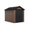 Casetta da Giardino Marrone Nero Resistente Agli Agenti Atmosferici Presenza Finestre 230x287x246h cm, Tetto a due Falde - Perham