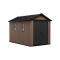 Casetta da Giardino Marrone Nero Resistente Agli Agenti Atmosferici Presenza Finestre 230x350x246h cm, Tetto a due Falde - Rockport