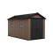 Casetta da Giardino Marrone Nero Resistente Agli Agenti Atmosferici Presenza Finestre 230x413x246h cm, Tetto a due Falde - Ponca
