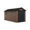 Casetta da Giardino Marrone Nero Resistente Agli Agenti Atmosferici Presenza Finestre 230x476x246h cm, Tetto a due Falde - Kincardine