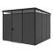 Casetta da Giardino Nero Antracite Nero Pavimento Antiscivolo, con Lucernario, Modulabile Componibile Tetto 1 Falda 300x300x226h cm, Made in Italy