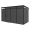 Casetta da Giardino Nero Antracite Nero Pavimento Antiscivolo, con Lucernario, Modulabile Componibile Tetto 1 Falda 400x200x226h cm, Made in Italy