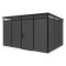 Casetta da Giardino Nero Antracite Nero Pavimento Antiscivolo, con Lucernario, Modulabile Componibile Tetto 1 Falda 400x300x226h cm, Made in Italy