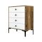 Cassettiera Marrone Noce Bianco 4 Cassetti Apertura Scorrevole 76x40x91h cm, Chiusura Scorrevole - Molly