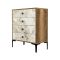 Cassettiera Marrone Noce Bianco Marmo 4 Cassetti Apertura Scorrevole 76x40x91h cm, Chiusura Scorrevole - Molly