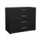 Cassettiera Nero 4 Cassetti Apertura Scorrevole 80x40x68h cm, Chiusura Scorrevole - Arwen