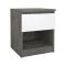 Comodino 1 ripiano cemento e bianco lucido 40x40x49h cm - Scolastica