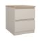 Comodino Beige 2 Cassetti un Ripiano 40x40x50h cm, Apertura Scorrevole - Azar