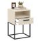 Comodino Beige Cashmere un Cassetto un Ripiano 40x39x65h cm, Apertura Scorrevole - Lehadasa