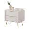 Comodino Beige oro 2 Cassetti un Ripiano 63x38x55h cm, Apertura Scorrevole - Baari